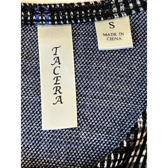 Tacera Womens Check Shift Dress Bell Sleeves Back Zip Black Blue Size Small - Picture 4 of 6